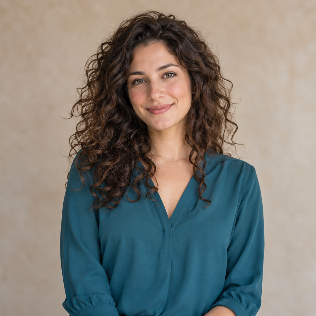 Portrait with detailed curly hair before background removal
