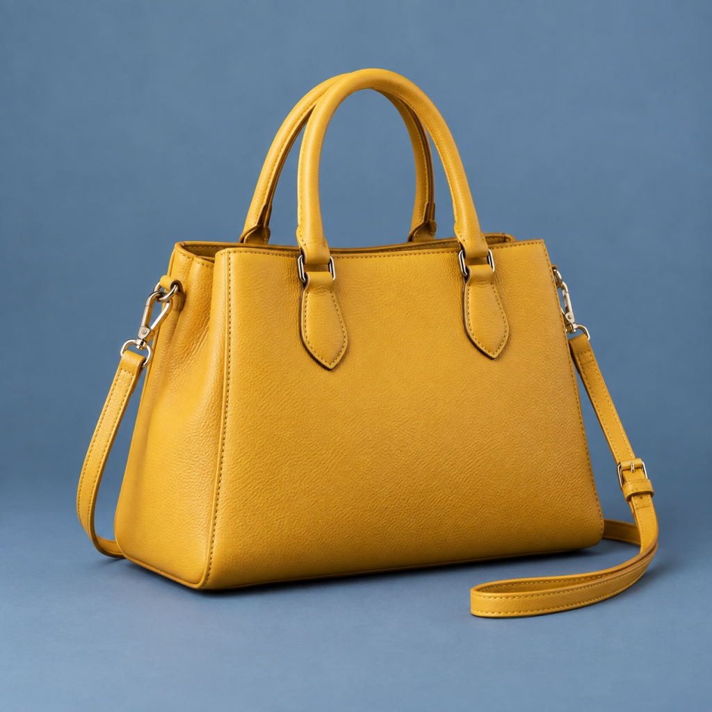 Yellow handbag product photo before background removal