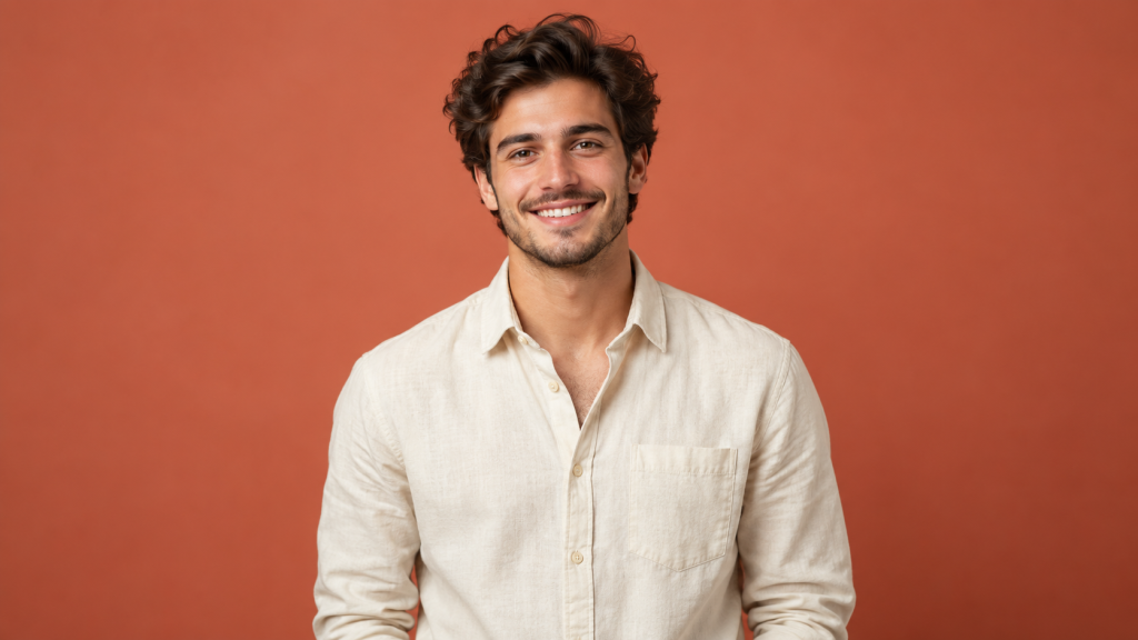 Portrait on a terracotta background