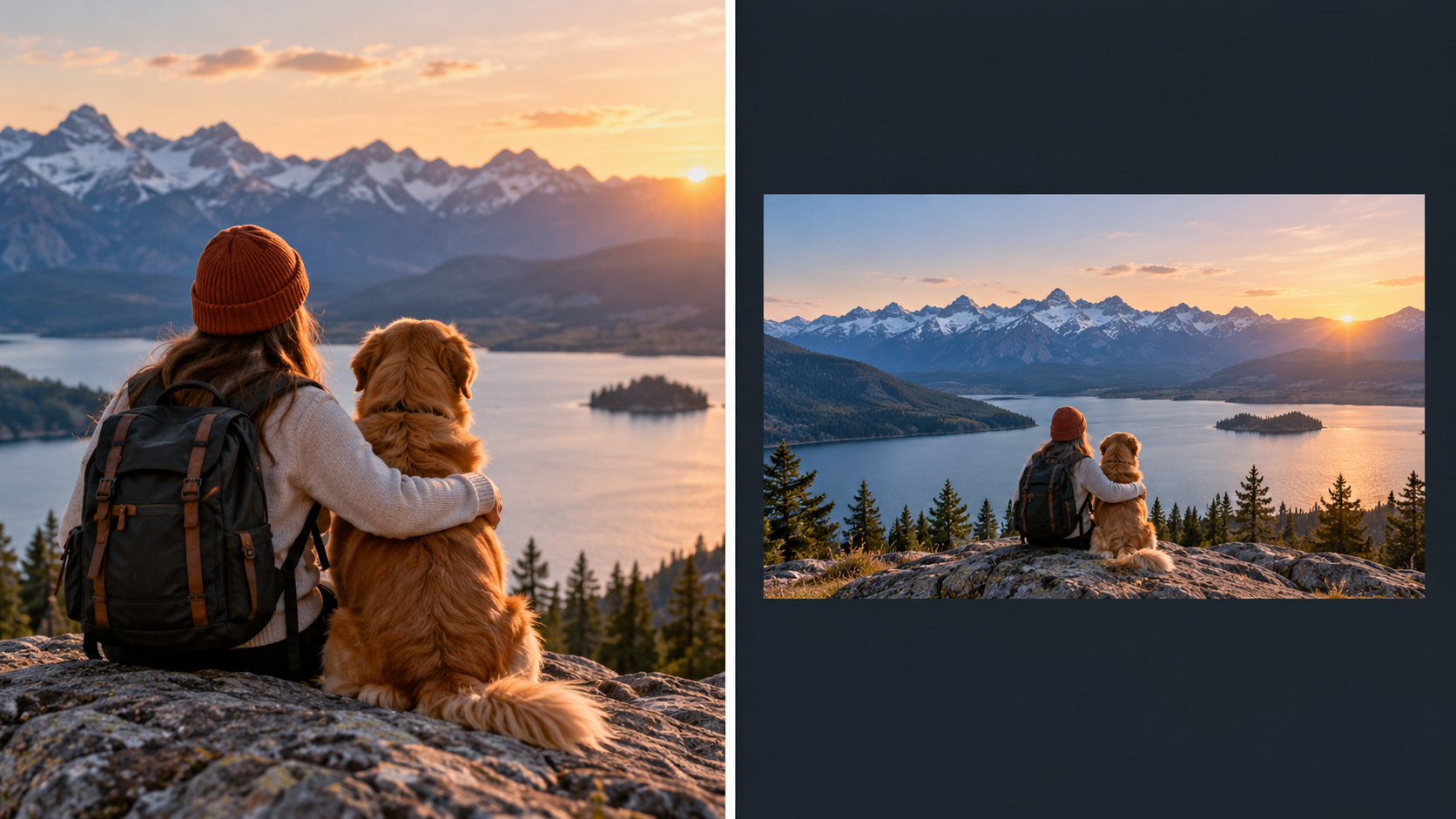 Visual comparison showing crop and resize as two different image operations