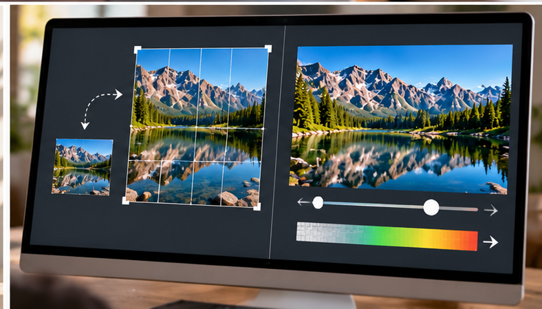 Visual explanation comparing image resizing with file compression
